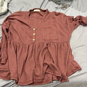 Peplum dusty rose long sleeve